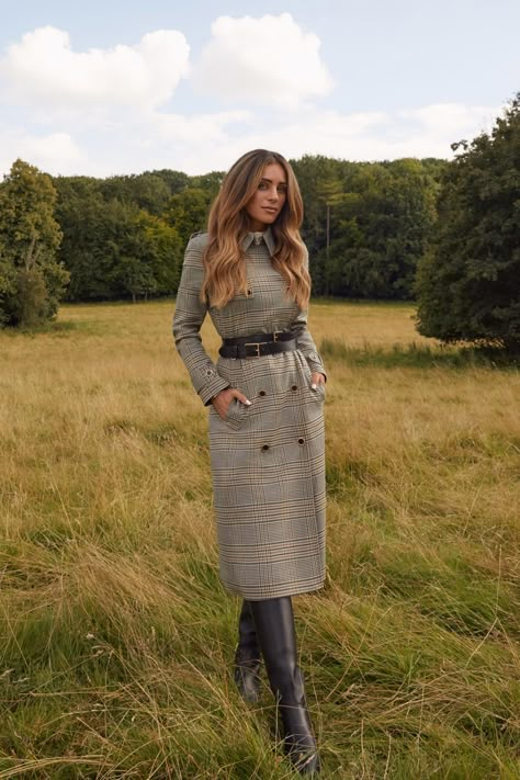 Cheltenham Races Outfits, Lydia Millen, Lydia Elise Millen, Race Outfit, Check Coat, To Autumn, A Love Letter, Belted Trench Coat, Heritage Collection