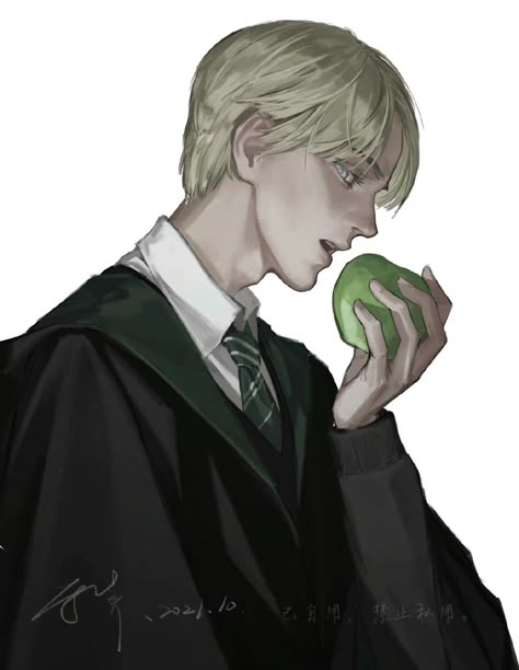 Salazar Slytherin, Malfoy Fanart, Draco Lucius Malfoy, Golden Snake, Slytherin Boys, Lucius Malfoy, Tom Felton, Draco Malfoy, Green Apple