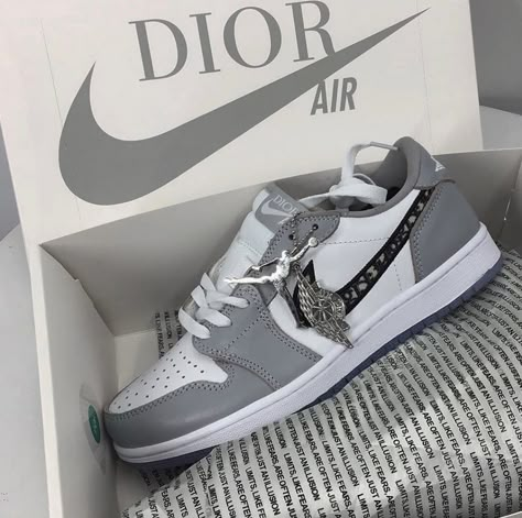 sneakers, dior, and fashion #nike #dior #fashion #sneakers #trainers #runningshoes #athleticshoes #kicks #airjordan #shoes #activewear #ShopTheLook Air Jordan Dior, Sepatu Air Jordan, Dior Nike, Jordan Dior, Air Dior, Cheap Jordan Shoes, Dior Sneakers, Cute Nike Shoes, Hype Shoes