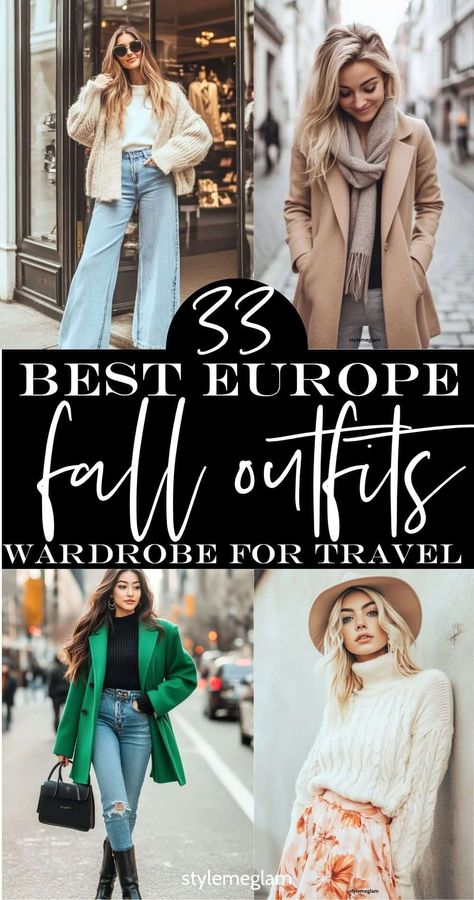 33 Casual Europe Fall Outfits (Your Travel Packing List) Outfits For Traveling In Europe Fall, Europe In The Fall Outfits, Outfits For Europe Fall, Ireland Outfit Fall, Fall Europe Travel Outfits, Dresses With Cardigans, Fall Outfits Europe, Sweaters With Jeans, Fall Outfit Amazon