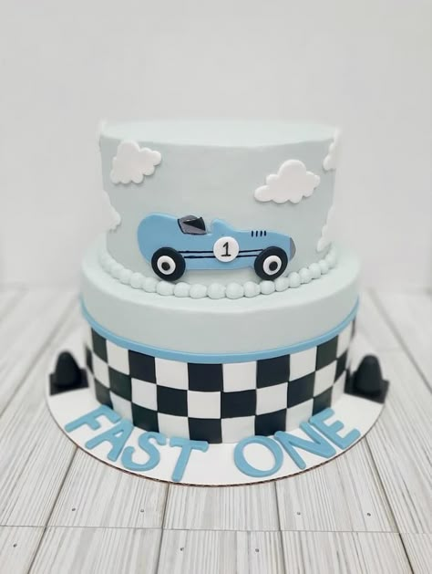 #talladeganights #racecarbirthday #nascar #firstbirthdayparty Racing Car Theme Cake, Fast One Birthday Party Theme Cake, Race Car 1st Birthday Cake, Fast One Cake Ideas, First Lap Around The Track Birthday Cake, Fast One Birthday Party Cake, First Lap Birthday Cake, Two Fast Cake Birthday, Car Theme Cake Boys