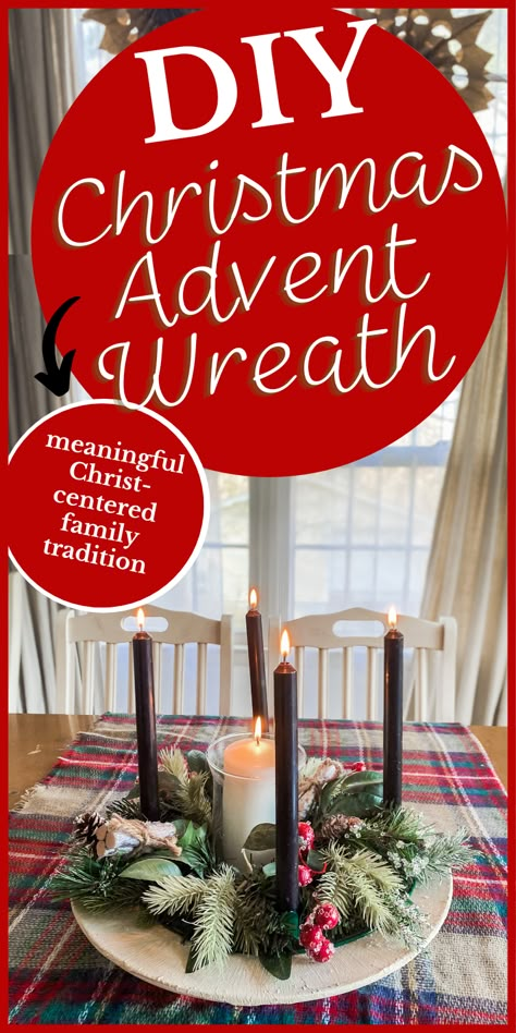 Advent Pillar Candles, Farmhouse Advent Wreath, Make Your Own Advent Wreath, Advent Wreaths For Kids, Homemade Advent Wreath Diy, Make An Advent Wreath, Advent Arrangements Christmas Tables, Advent Table Decorations Diy, Diy Christmas Advent Wreath