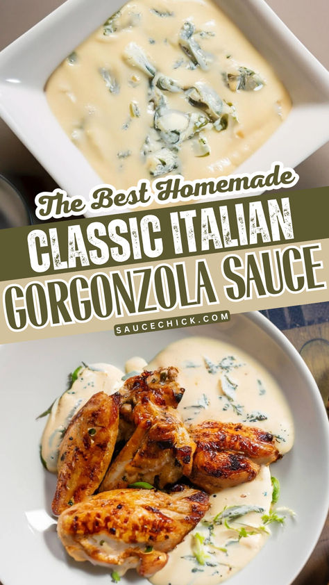 Gorgonzola Sauce Recipe Creamy Gorgonzola Sauce, Melting Pot Gorgonzola Sauce, Gorgonzola Alfredo Sauce, Chicken Gorgonzola Recipes, Gorgonzola Cheese Sauce, Gorgonzola Sauce For Steak, Italian Sauces Recipes, Gorgonzola Salad Dressing, Mediterranean Sauces