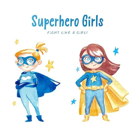 Watercolor superhero girls | Free Vector #Freepik #freevector #super-girl #female-superhero #cartoon-superhero #superhero Super Hero Illustration Character Design, Super Hero Illustration, National Girl Child Day, Hero Illustration, Girl Child Day, Sport Flyer, Happy Threads, Baby Superhero, Superhero Kids