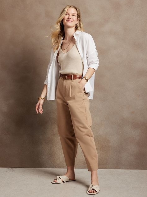 Chinos Women Outfit, Cropped Chinos, Classic Suit, Peak Lapel, Cotton Blazer, Knit Blazer, Banana Republic Women, Banana Republic Factory, Fashion Over 40