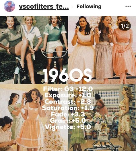 #vscofilter #vecofilter4u #1960s #1960sfashion #vscofiler #vscogirl #vscovibes Instagram Themes, Vsco Filter Instagram, Vsco Themes, Vsco Tutorial, Best Vsco Filters, Vintage Photo Editing, Vsco Pictures, Phone Photo Editing, Photo Editing Vsco