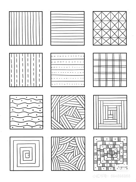 Line Art Worksheet, Nonobjective Art Ideas, Line Drawing Techniques, Simple Tattoo Practice, Line Zentangle Patterns, Basic Patterns Drawing, Patterns And Designs, Easy Designs To Draw Pattern, Easy Geometric Patterns