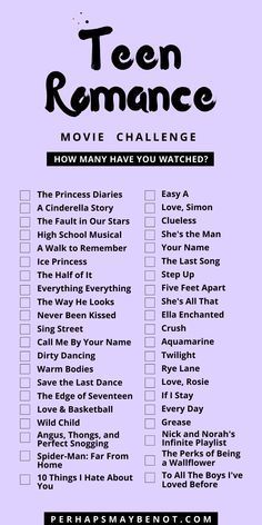 Romance Movies To Watch List, Teen Movies To Watch, Teen Romance Movies, Netflix Suggestions, Film Romance, Best Teen Movies, Movie Challenge, Movies Romance, Netflix Shows To Watch