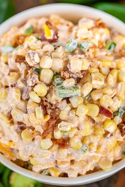 Jalapeno Popper Corn Salad - Plain Chicken Corn Salad With Cream Cheese, Corn Sides, Corn Salad Recipe Easy, Easy Corn Salad, Cracked Corn, Picnic Side Dishes, Fresh Corn Salad, Corn Salad Recipe, Potluck Side Dishes