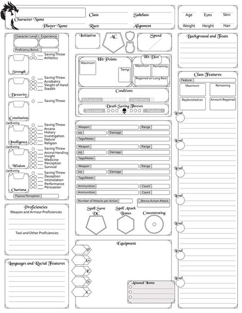 Complete Character Sheet 5e v.3! Now a better fillable pdf with tooltips! [OC] : DnD D D Character Sheet, Oc Card, Dnd Character Sheets, Rpg Character Sheet, Dnd Journal, Hulk Character, Character Info, Dnd Character Sheet, Dnd Things