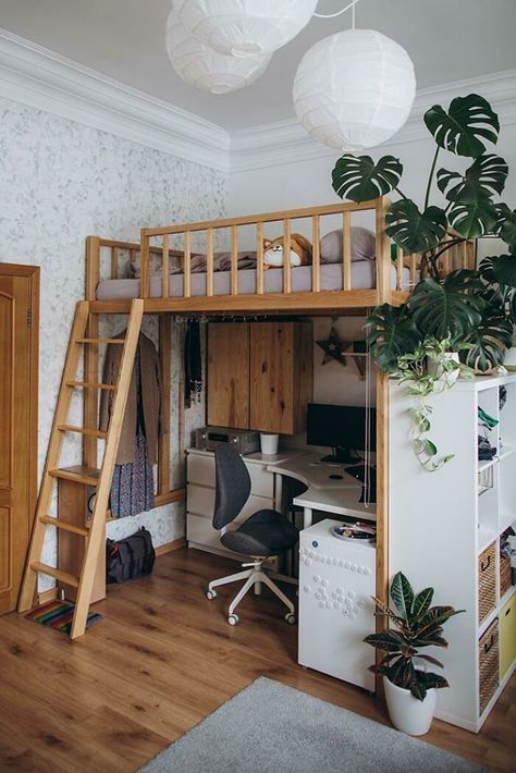 Lofted Dorm Beds, Loft Beds For Small Rooms, A Loft Bed, Beds For Small Rooms, Loft Bed Plans, Loft Beds, Loft Room, Small Room Design, Dream Room Inspiration