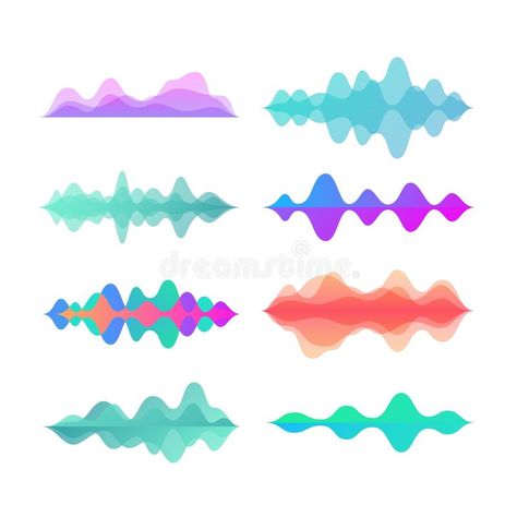 Amplitude color motion waves. Abstract electronic music sound voice wave vector set royalty free illustration Voice Illustration, Sound Illustration, Sound Waves Design, Audio Waves, Wave Vector, Music Waves, Waves Abstract, Wave Illustration, Waves Vector