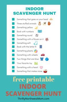 Indoor Scavenger Hunt for Kids Free Printable - Thrifty NW Mom Indoor Scavenger Hunt For Kids, Indoor Scavenger Hunt, Scavenger Hunt Clues, Scavenger Hunt For Kids, Indoor Activities For Kids, Indoor Fun, Indoor Activities, Kids Home, Business For Kids