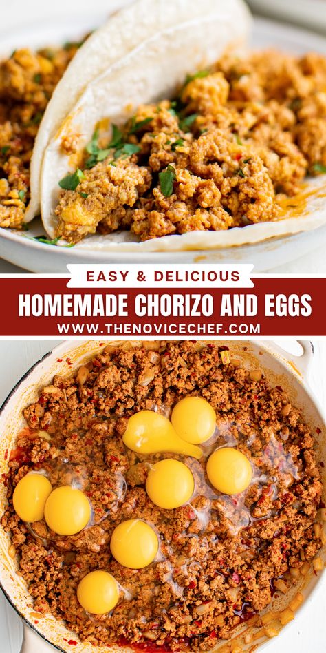 If you've got 20 min to spare, treat yourself to this filling Chorizo and Eggs recipe. This flavor-packed Mexican breakfast idea is so good! Chorizo Recipes Breakfast Burritos, Chorizo Breakfast Meal Prep, Chorizo Breakfast Tostadas, Chorizo And Eggs Tacos, Chorizo Eggs And Potatoes Breakfast Burritos, Chorizo Eggs Breakfast, Eggs With Chorizo, Keto Chorizo Breakfast, Chorizo Sausage Breakfast Recipes