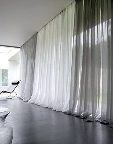 Amazon.com: Empire Home Solid Pure White Sheer Voile Curtain Window Curtain Panel/Valance (120" Super Long Panel) : Home & Kitchen Blue Kitchen Curtains, Bay Window Curtain Poles, Neutral Curtains, Window Treatments Living Room, Window Treatments Bedroom, Long Curtains, Voile Curtains, Blue Curtains, Grey Curtains