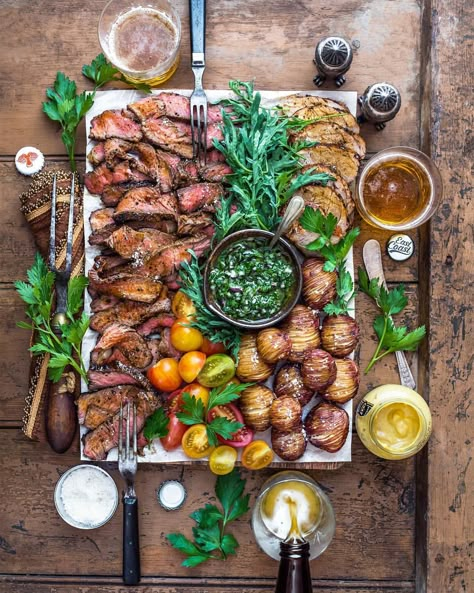 13.7k Likes, 104 Comments - Dennis The Prescott (@dennistheprescott) on Instagram: “Afternoon Grilling. Summertime, you're a rockstar. Steak recipes for days in my cookbook Eat…” Meat Platter, Food Boards, Food Platters, Steak Recipes, Food Presentation, Charcuterie Boards, Wedding Food, Beautiful Food, Grilling Recipes