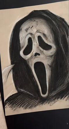 Scary Ghost Drawing Art, Scream 6 Drawing, Halloween Drawings Ghost Face, Scream Drawing Aesthetic, Ghostface Sketch Drawing, Basic Ghost Drawing, Complicated Drawings Sketch, Scream Drawing Sketch, Scream Art Ghostface Drawing