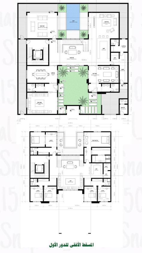 Luxury House Floor Plans, House Structure Design, House Structure, Casa Clean, Courtyard House Plans, Modern Villa Design, House Floor Design, Plans House, Architectural Floor Plans