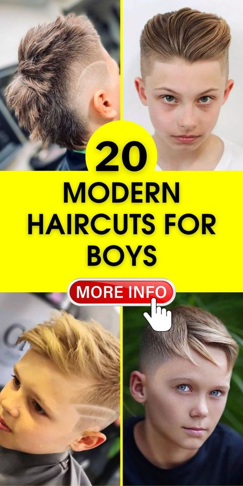 2024 is the year of bold choices in modern haircuts for boys. The Fade haircut stands out for its gradual transition from short to long, offering a neat and polished appearance. It's perfect for boys looking for a haircut that's both modern and classy. Haircuts For Boys Long Hair, Kids Faux Hawk, Boys Faux Hawk, Kids Fade Haircut, Modern Boy Haircuts, Long And Straight Hair, Trending Boys Haircuts, Boys Undercut