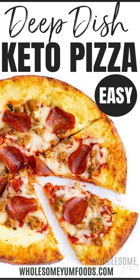 Fathead Keto Deep Dish Pizza Recipe - The deep dish version of the iconic keto friendly fathead pizza! This keto deep dish pizza recipe has just 6g net carbs per slice and takes 30 minutes. #wholesomeyum Keto Deep Dish Pizza, Fathead Pizza, Deep Dish Pizza Recipe, Dinner Recipes Healthy Low Carb, Low Carb Low Fat Recipes, Boiled Egg Diet Plan, Keto Pizza, Low Carb Low Sugar, Best Low Carb Recipes