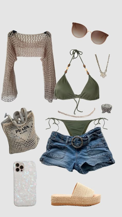 #summer #summeraesthetic #green #nature #vibes #bikini #beach Outfit Ideas For Florida Vacation, Florida Travel Outfits, Summer Outfits Inspo 2024, Summer Outfits Island, Simple Beach Outfit Ideas, Swimsuit Outfit Ideas, Celeb Outfits, Mode Hippie, Fest Outfits