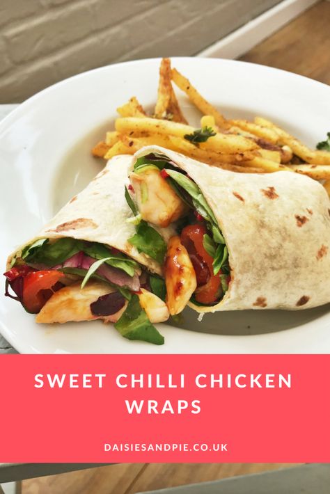 Delicious sweet chilli chicken wraps - really easy family dinner recipe that the kids just love! Sweet Chilli Chicken Wrap, Spicy Sauce For Chicken, Easy Chinese Chicken Recipes, Spicy Chicken Wrap, Salt And Pepper Chips, Chicken Wrap Recipe, Sweet Chilli Chicken, Chicken Recipes Easy Quick, Chinese Chicken Recipes