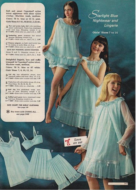 Blue Sleepwear, Feminine Softness, Baby Doll Pajamas, 1960s Lingerie, Vintage Sleepwear, Feminine Lingerie, Lingerie Catalog, Peignoir Sets, Classic Lingerie