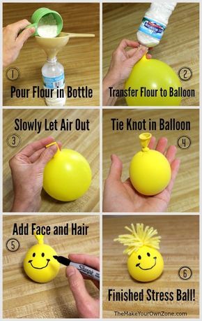 A fun way for kids to get rid of the grumpies - help them make a homemade stress ball for squeezing away those frustrations! Decorations Table, Fun Crafts For Kids, Fun Diy Crafts, Easy Crafts For Kids, Kids Easter, Craft Activities For Kids, Summer Crafts, Easy Diy Crafts, Easy Kids