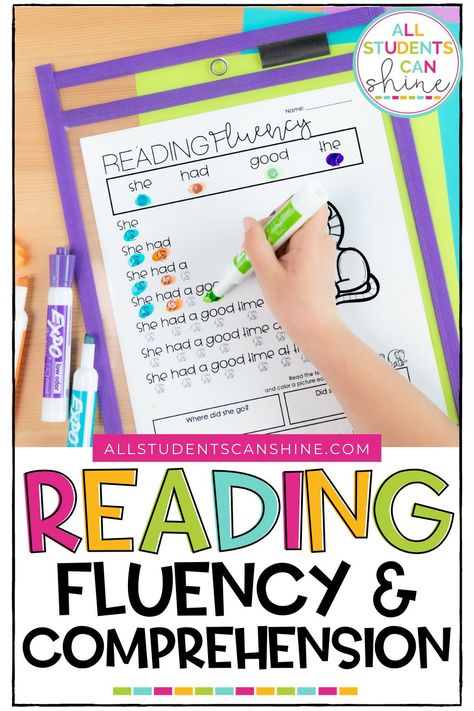 Reading Fluency Activities 1st Grade, Kindergarten Comprehension Activities, Kindergarten Comprehension, Increase Reading Fluency, Reading Fluency Activities, Reading Interventionist, Teaching Reading Comprehension, Fluency Activities, Fluency Passages