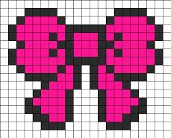 Pink Ribbon Bow Grille Pixel Art, Modele Pixel Art, Fuse Bead Patterns, Easy Pixel Art, Pixel Art Templates, Pixel Crochet, Pixel Art Grid, Kandi Patterns, Bead Sprite