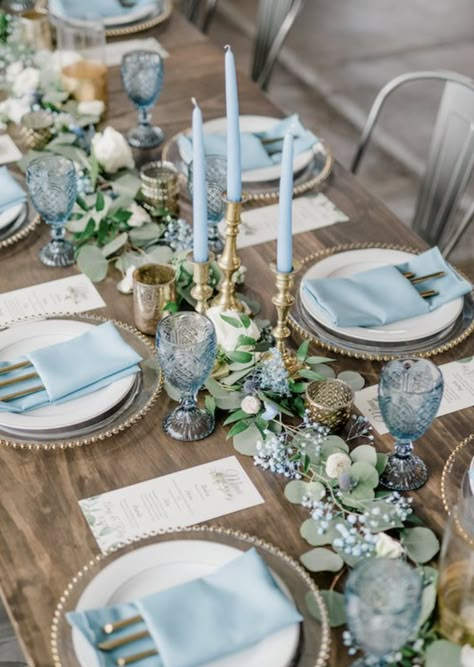 Baby Blue Weddings, Blue Wedding Decorations, Fall Wedding Color Palette, Tafel Decor, Blue Bridal Shower, Light Blue Wedding, Blue Themed Wedding, בר מצווה, Dusty Blue Weddings