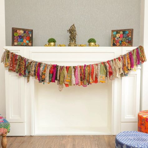 Garland Christmas Decor, Bow Garland, Rag Garland, Fabric Garland, Artificial Garland, Sustainable Decor, Garland Christmas, 30th Bday, Boho Room