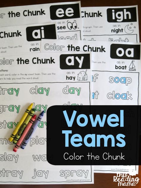 Vowel Team Phonics Worksheets – Color the Chunk | This Reading Mama | Bloglovin’ Long Vowel Free Printables, Vowel Teams Worksheets Free Printable, When 2 Vowels Go Walking, Basic Phonics Rules, Unpredictable Vowel Teams, Vowel Team Worksheets Free Printable, Team Room Ideas, Vowel Team Worksheets, Vowel Teams Activities