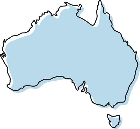 Australia Map Outline, Australia Map Illustration, Australia Outline, Australian Map, Blue Sketch, Maps Aesthetic, Map Of Australia, Australian Maps, Ib Art