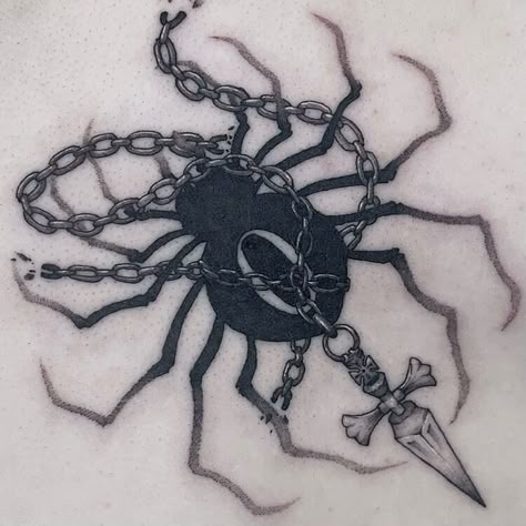 Hunter X Hunter Tattoo Spider, Hunter X Hunter Tattoo, Tattoo Spider, Mangas Tattoo, Hunter Tattoo, Chain Tattoo, Spider Tattoo, Tattoos For Black Skin, Tatuaje A Color