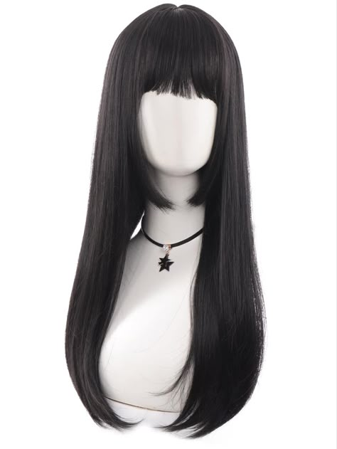 Black Hair Wigs, Pelo Anime, Front Hair Styles, Hair Stylies, Color Your Hair, Long Black Hair, Anime Hair, Hair Reference, Wigs With Bangs