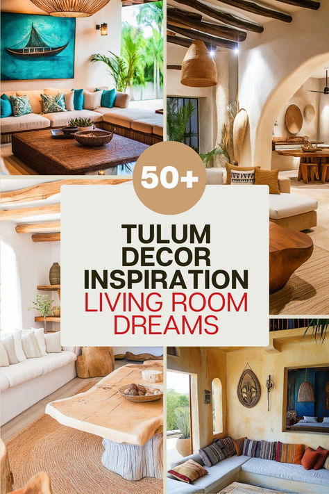 Bring the breezy charm of the tropics into your home with tulum decor inspiration living room ideas. Think natural textures, earthy tones, and boho-chic elements that create a serene and stylish retreat. Save this pin and visit the article for more ideas! Modern Mexican Beach House, Tulum Style Living Room, Tulum Inspired Patio, Polynesian Decor Interior Design, Tulum Home Decor, Tulum Decor Inspiration, Modern Tropical Living Room, Tulum Decor, Mexican Beach House