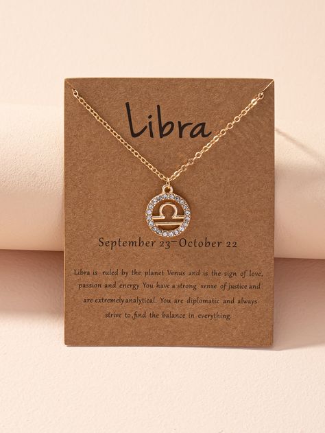 Gold Fashionable   Zinc Alloy  Pendant Necklaces Embellished   Jewelry Pulseras Aesthetic, Doctor Jewelry, برج الميزان, Libra Jewelry, Libra Pendant, Aquarius Pendant, Secret Friend, Libra Necklace, Libra Zodiac Sign