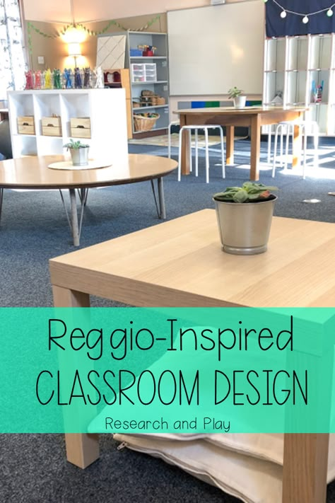 Read about how a kindergarten classroom became a more Reggio-inspired space, including how furniture, colors, and lighting played a big role. Learn small ways to incorporate Reggio Emilia into your classroom using natural materials, real-world objects, and spaces designed for children. Nature Inspired Classroom, Kindergarten Classroom Setup, Reggio Emilia Classroom, Reggio Emilia Approach, Reggio Inspired Classrooms, Reggio Emilia Inspired, Reggio Classroom, Preschool Rooms, Prek Classroom