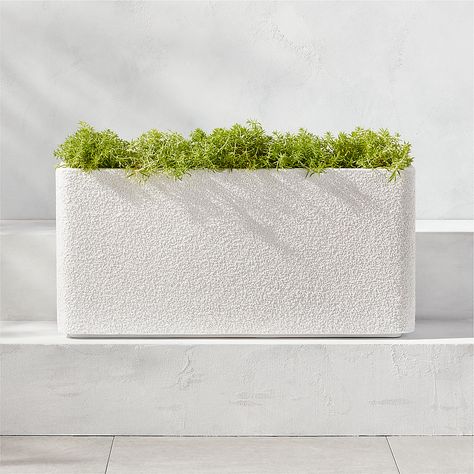 Up to 40% off Tabletop & Furniture | CB2 Planter Stand Indoor, White Planter Boxes, Concrete Planter Boxes, Outside Planters, Rectangular Planter Box, Modern Planters Outdoor, Long Planter, Resin Concrete, Yellow Planter