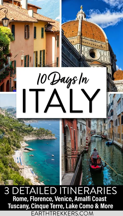 10 days in Italy Itinerary: 3 Italy Itineraries including Venice, Rome, Florence, Cinque Terre, Amalfi Coast, Verona, Dolomites, Tuscany, and San Marino #italy #itinerary #venice #florence Italy Trip Itinerary, 10 Days In Italy, Amalfi Coast Itinerary, Grad Trip, Italy Culture, Italy Trip Planning, Italy 2023, Europe 2024, Retirement Ideas