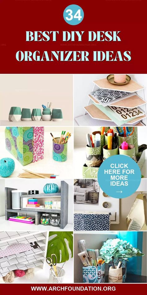 34 Budget-Friendly Desk Organizer Ideas for a Tidier Office Diy Desk Organizer Ideas Small Spaces, Organizing Ideas For Office, Dollar Store Desk Organization, Cute Desk Organization Ideas, Office Supply Organization At Work, Diy Desk Organizer Ideas, Desk Organizer Ideas, Simple Desk Organizer, Desk Drawer Organisation