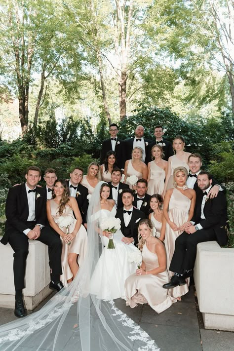 Editorial Bridal Party Photos | Luxury Bridesmaid Dresses | The Unfiltered Collective | The Wozniak's luxury wedding aesthetic was SO GORGEOUS! See more of neutral wedding colors, neutral wedding bridesmaid dress, champagne bridesmaid dresses, and neutral wedding party attire. Book Brianna for your timeless Chicago wedding or destination wedding day at unfilteredcollective.com! Bridal Party Editorial, Elegant Wedding Party Attire, Bridal Party Photos Champagne, Bridesmaids In Cream, Neutral Color Bridal Party, Classy Elegant Bridesmaid Dresses, Timeless Wedding Bridesmaid, Timeless Wedding Bridal Party, Classic Wedding Bridal Party