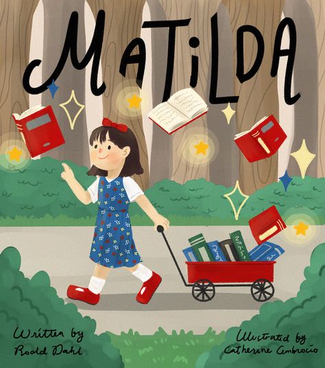 Matilda Book Cover Illustration :: Behance Matilda Colouring Pages, Summer Reading Illustration, Matilda Book Cover, Matilda Cartoon, Matilda Illustration, Matilda Aesthetic, Matilda Art, Matilda Book, Collage Notebook