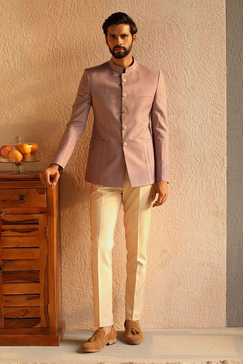 Shop for these amazing collections of Purple 100% Perennial Wool Kaleido Pintuck Bandhgala For Men by Philocaly online at Aza Fashions. Mens Outfit For Sisters Wedding, Men’s Indian Fashion, Prince Collar Suit For Men, Bandhgala Suit Men Engagement, Men Bandhgala Suits, Indian Mens Wedding Outfit, Prince Dress For Men, Rajputi Dress For Men, Indian Wedding Men Outfits