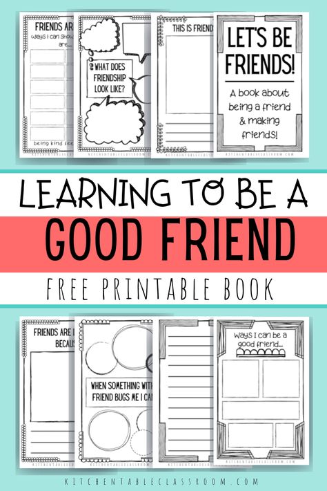 Encourage your kids to be thoughtful and intentional in thinking about how to be a good friend with these free friendship printables. Friendship Printables, Growth Mindset Book, Friendship Lessons, Friendship Skills, Friendship Activities, Be A Good Friend, Kindness Activities, Best Friend Activities, Writing Prompts For Kids