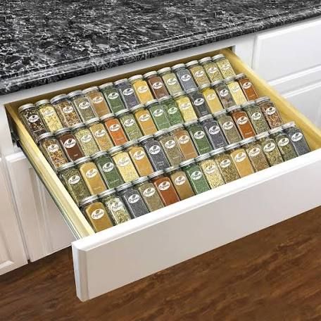 33 Organization Products That'll Make Room In Your Crowded Space Spice Rack Tray, Spice Drawer Organizer, Drawer Spice Rack, Spice Organization Drawer, Kitchen Spice Racks, Spice Drawer, Kitchen Cabinet Drawers, Kitchen Pantry Design, House Organization