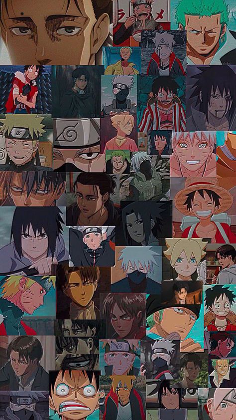 Anime Wallpapers Aesthetic Collage, Anime Mix Wallpapers Aesthetic, All Anime Characters In One Picture, Anime Character Collage, Dr Tenma, Page Logo, Anime Collage, Raking Leaves, Eren Aot