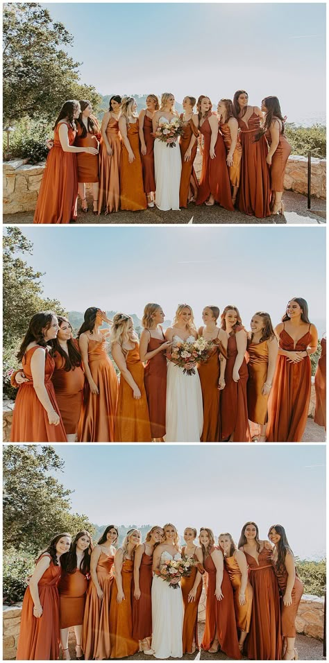 Pumpkin Bridesmaid Dresses, Mix Match Fabric Bridesmaid Dresses, Mismatched Bridesmaid Dresses Burnt Orange, Burnt Orange Mix And Match Bridesmaid Dresses, Russet Bridesmaid Dress, Amber Color Bridesmaid Dresses, Terricata Bridesmaid Dresses, Spice Color Bridesmaid Dresses, Mixed Matched Bridesmaid Dresses