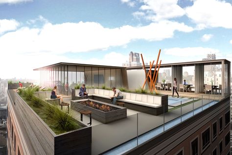 A year or so ago I was hired to design the rooftop for a new luxury building in the upper west side of manhattan. The… by design-guy Apartment Rooftop, Rooftop Apartment, Luxury Apartment Building, Roof Garden Design, Desain Pantry, Rooftop Terrace Design, Rooftop Design, Apartment Terrace, Patio Garden Design